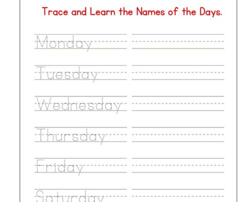 Math KG Worksheet – Know Your Weekdays