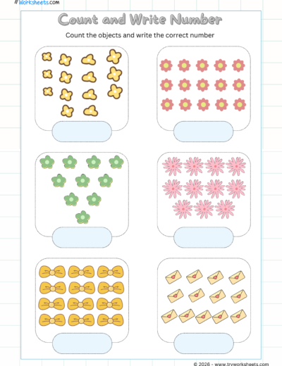 Numbers & Counting Worksheets for UKG