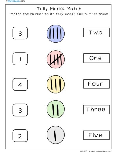 Number Names 1 to 10 (Tally Marks Match)