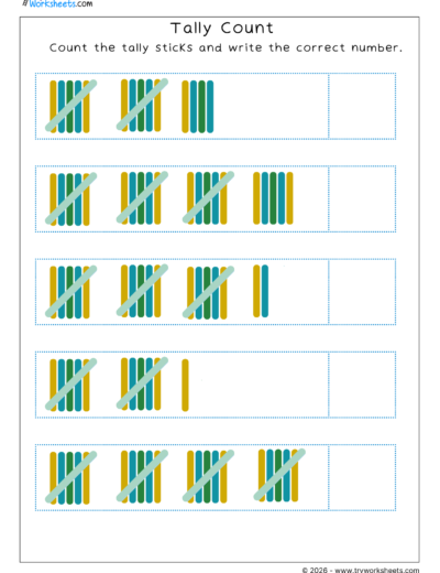 Counting Numbers Worksheets for Kids | Tally count- B