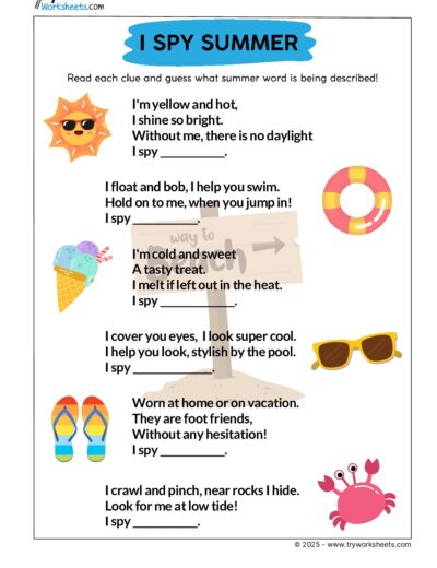 Kids Summer Worksheet – 1