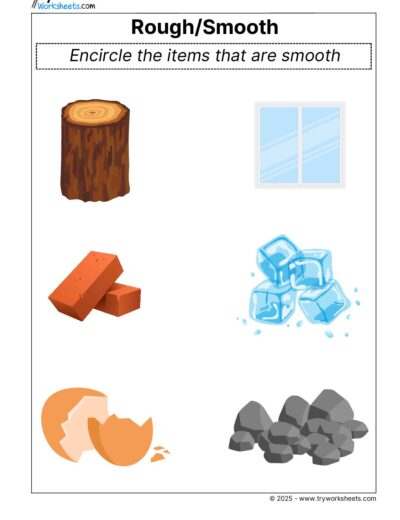 Science Grade 1 Worksheet – Rough or smooth
