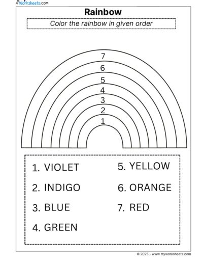 Science Grade 1 Worksheet – Rainbow