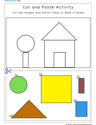 LKG Shapes Worksheets- Cut and paste  Shapes Activity