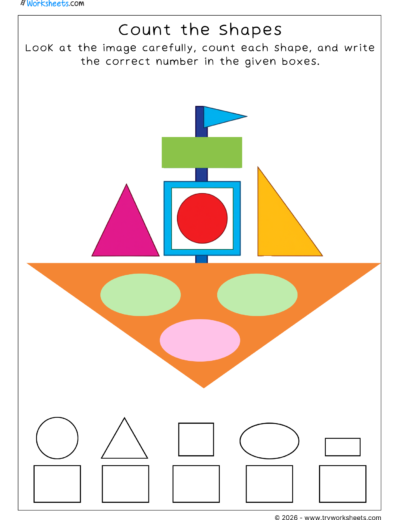 LKG Shapes Worksheets- Count the Shapes