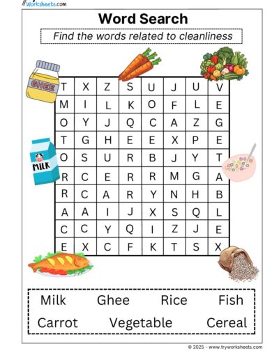 Science Grade 3 Worksheets – Word search food
