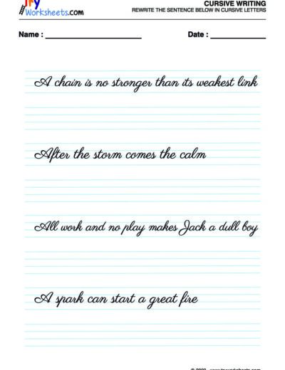 English Cursive Writing – 8