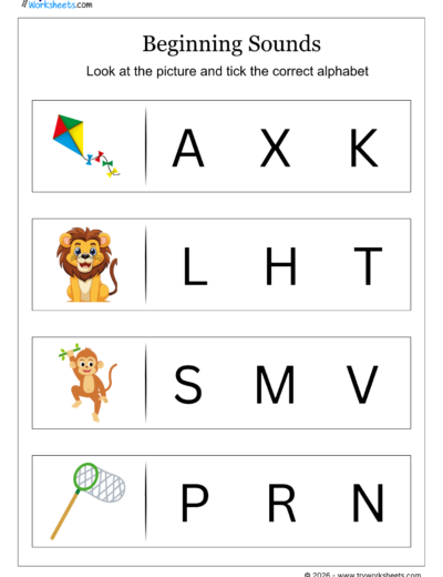 Beginning Sounds : Circle the First Letter of Each Picture