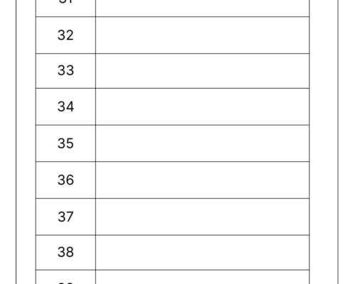 Write the Number Name for the Given Number(31 to 40)
