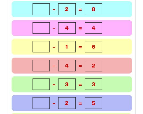 Math Grade 1 – Missing Minuends Worksheet with Fill-in Answers