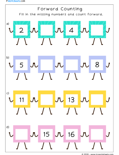 Forward and Backward Counting Worksheets-B