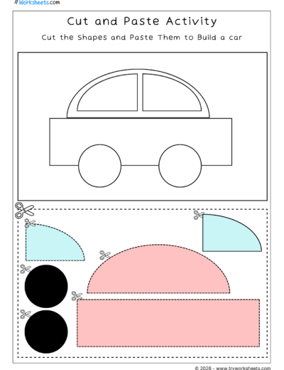 LKG Shapes Worksheets- Cut and paste  Shapes Activity