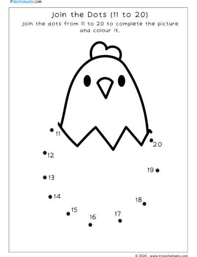 Math Dot to Dot Worksheet 11 to 20 – B