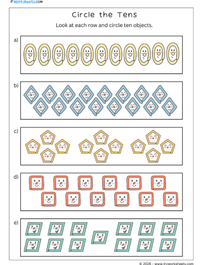 Place Value – Circle the Tens