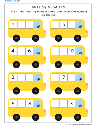 LKG Missing Numbers Worksheets | Free Printable Math Worksheets