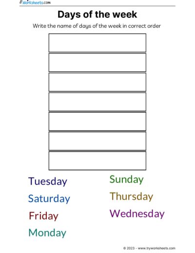 Correct order days