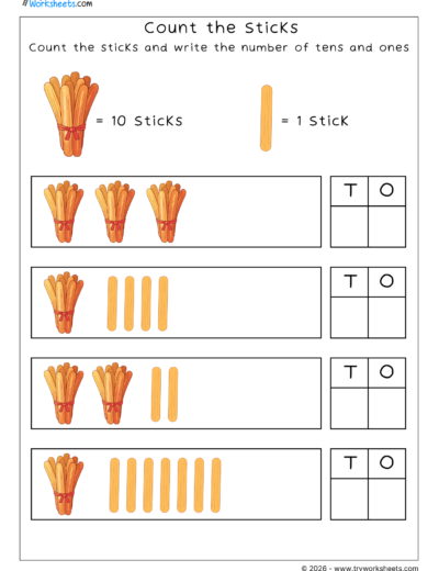 Counting Numbers Worksheets for Kids | Count the sticks