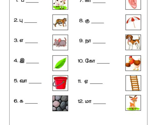 Tamil – Grade 2 Worksheet – Word Building – 2 Letter Words