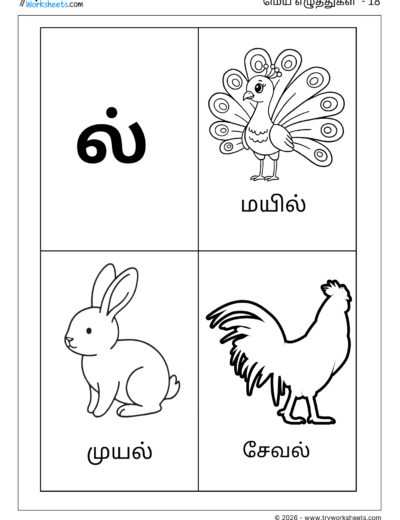 Tamil Mei Eluthukkal Coloring Worksheet – Letter ல்