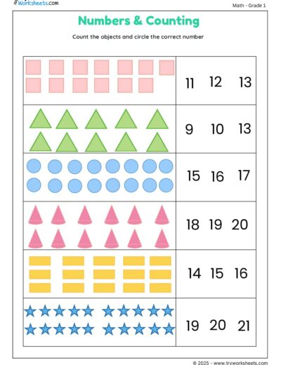 Count the Objects and Circle the Correct Number