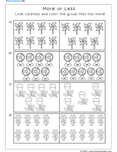 More or Less Worksheets