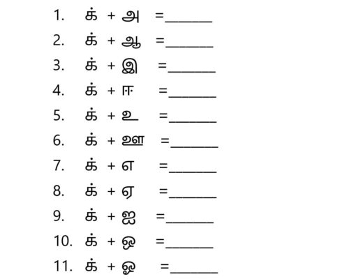 உயிர் மெய் எழுத்துகள் – க வரிசை