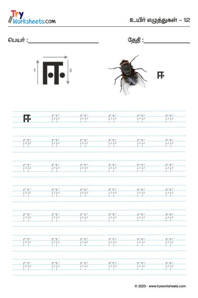 Tamil Tracing Worksheet – Letter – ஈ