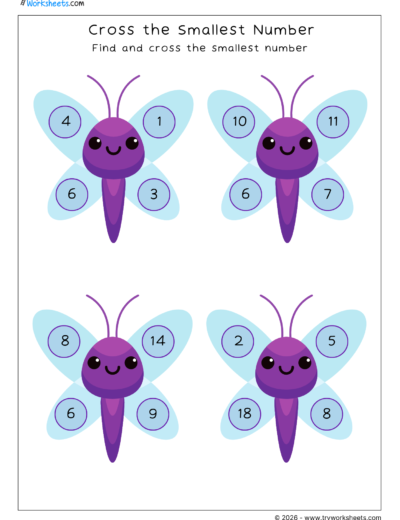 Comparing Numbers Worksheets for Kids | Cross the Smallest Number