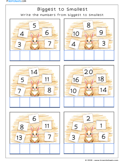 Comparing Numbers Worksheets for Kids | Biggest to Smallest-A