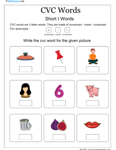CVC Words Worksheets – Printable CVC Word Activities for Kids