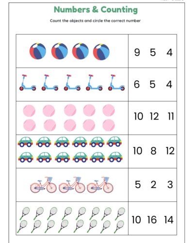Count the Objects and Circle the Correct Number
