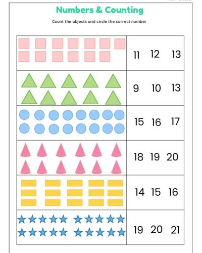 Count the Objects and Circle the Correct Number