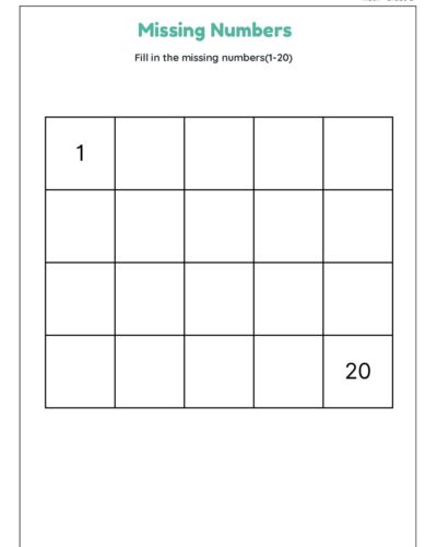 Missing Numbers: Fill in Numbers 1 to 20