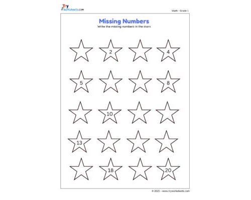 Missing Numbers – Write Numbers in Stars