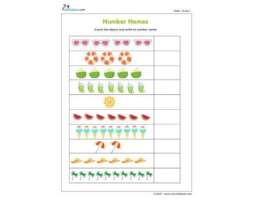 Count the Objects and Write the Number Name