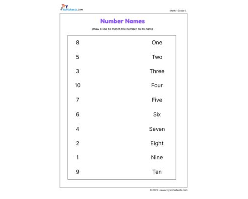 Match the Number to Its Name