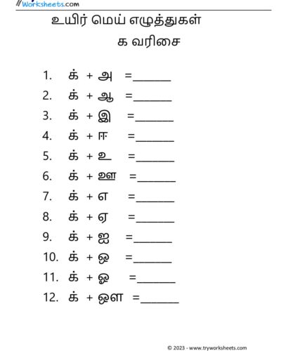 உயிர் மெய் எழுத்துகள் – க வரிசை